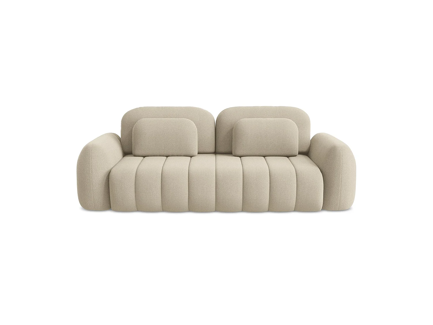 Canapé 3 places convertible en tissu bouclette - beige foncé - GINOSA