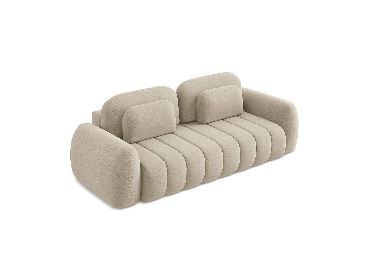 Canapé 3 places convertible en tissu bouclette - beige foncé - GINOSA