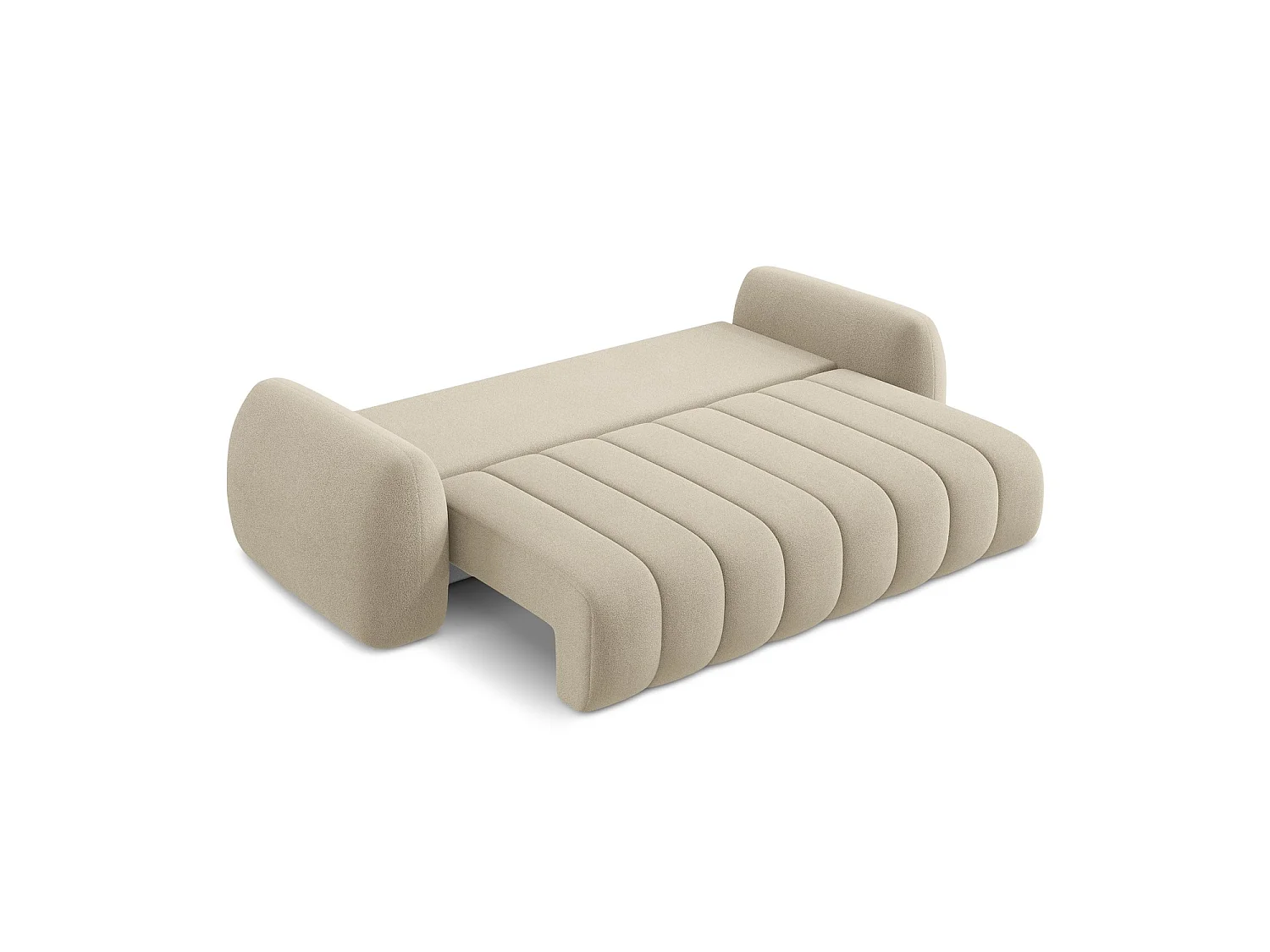 Canapé 3 places convertible en tissu bouclette - beige foncé - GINOSA