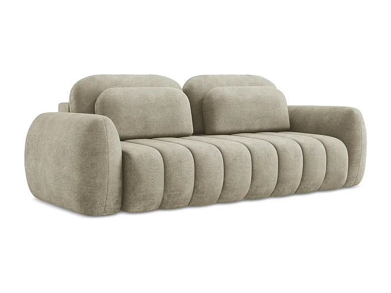 Canapé 3 places convertible en tissu chenille - beige - PELE