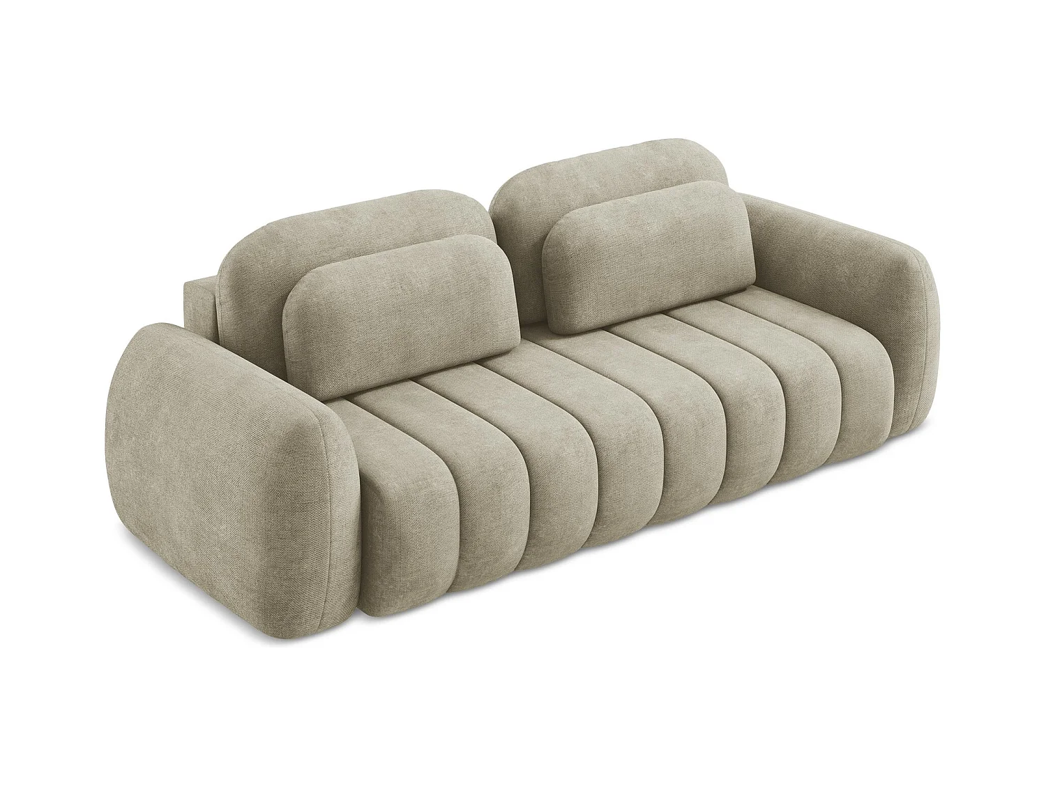 Canapé 3 places convertible en tissu chenille - beige - PELE