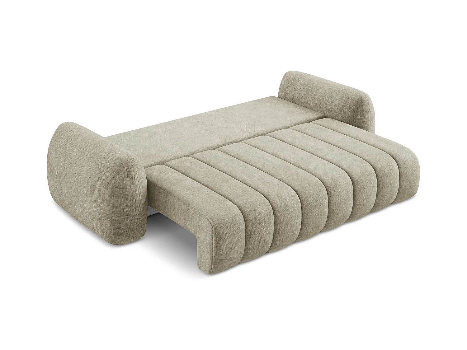 Canapé 3 places convertible en tissu chenille - beige - PELE