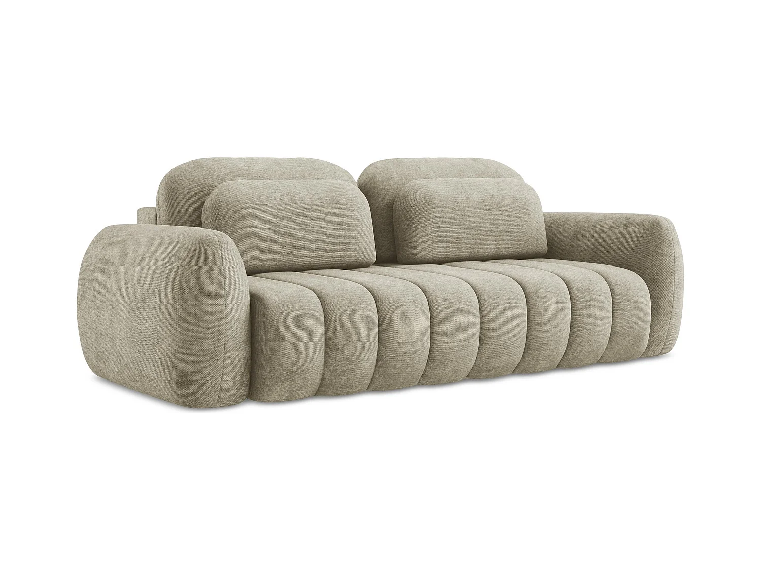 Canapé 3 places convertible en tissu chenille - beige - PELE