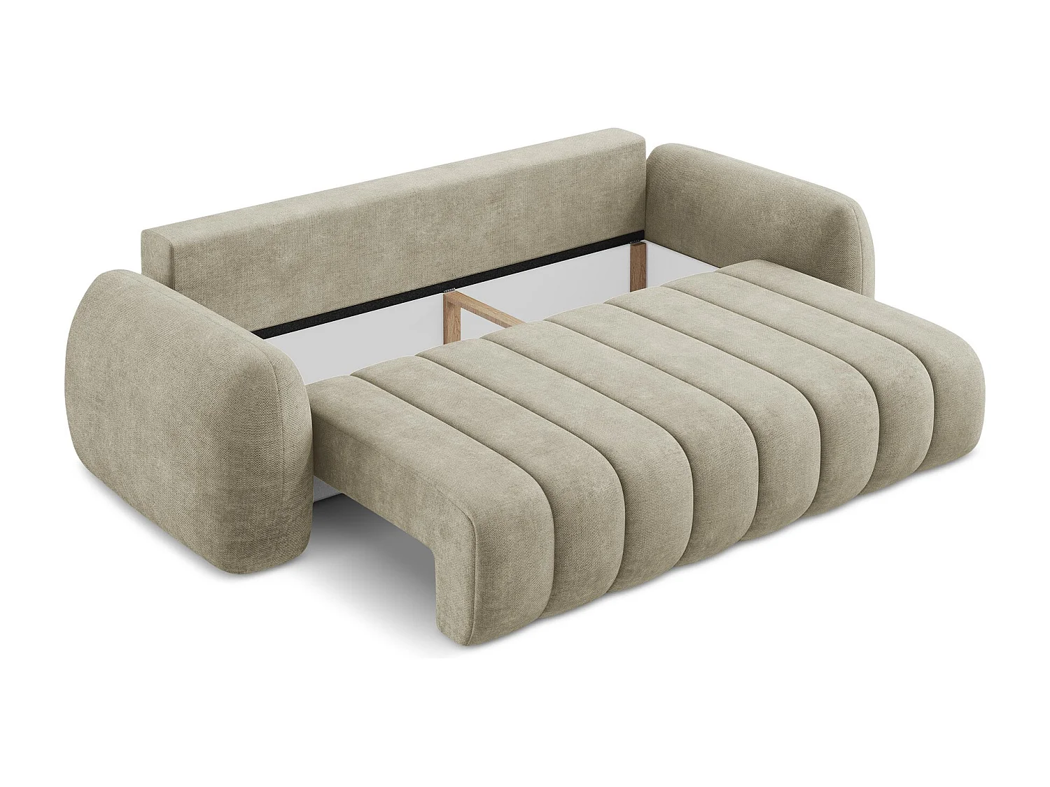 Canapé 3 places convertible en tissu chenille - beige - PELE