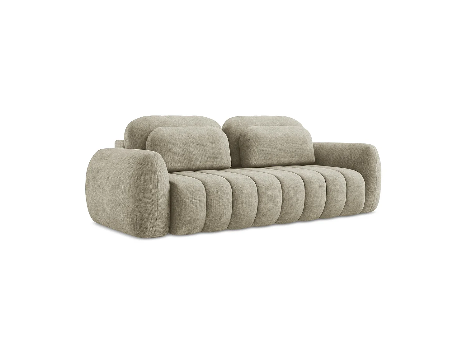 Canapé 3 places convertible en tissu chenille - beige - GINOSA