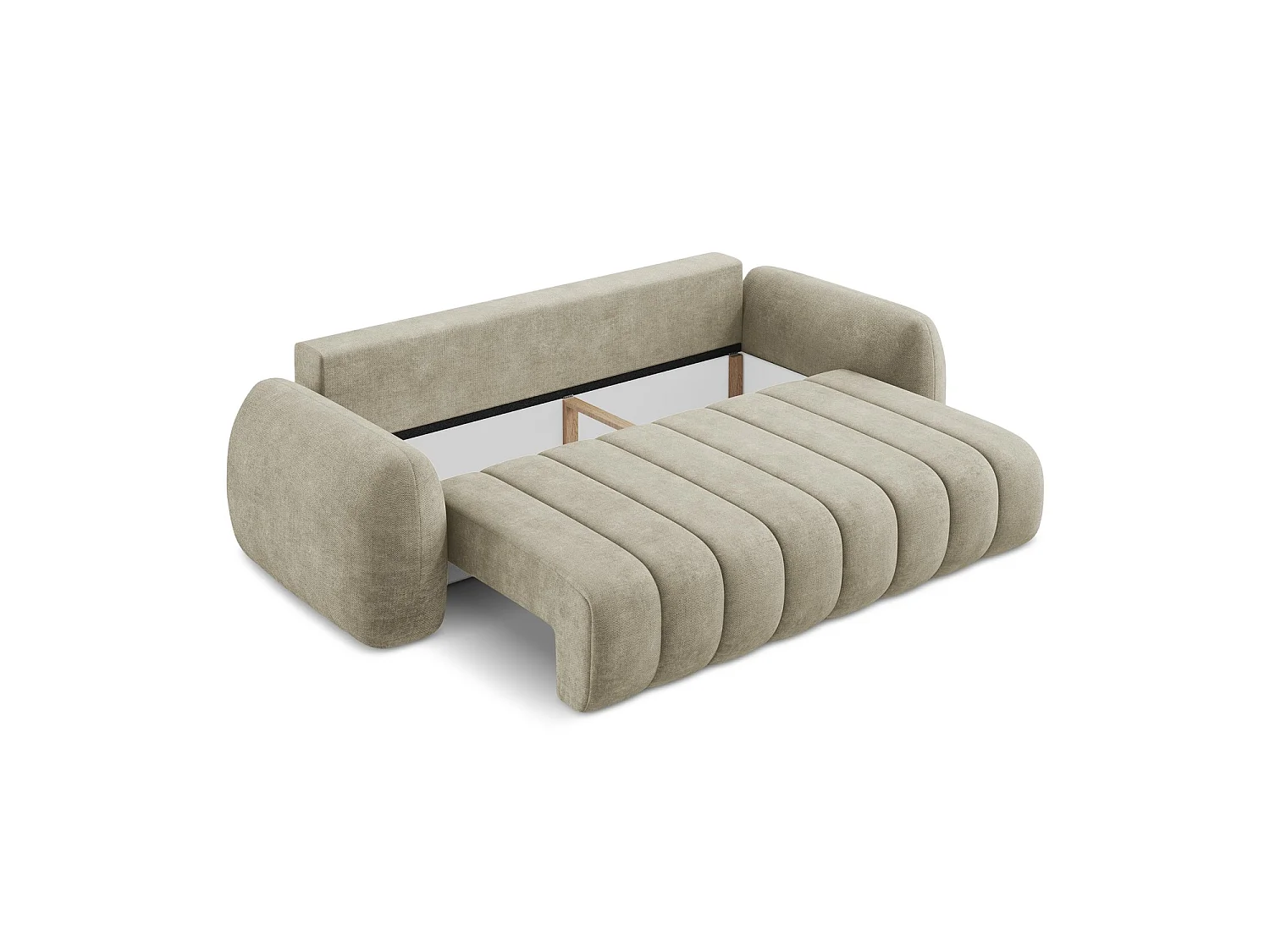 Canapé 3 places convertible en tissu chenille - beige - GINOSA