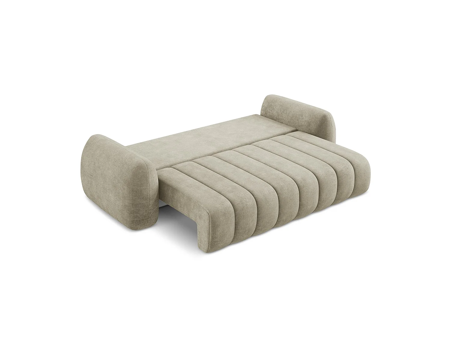 Canapé 3 places convertible en tissu chenille - beige - GINOSA