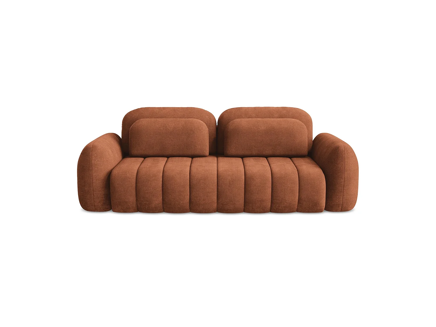 Canapé 3 places convertible en tissu chenille - terre cuite - GINOSA