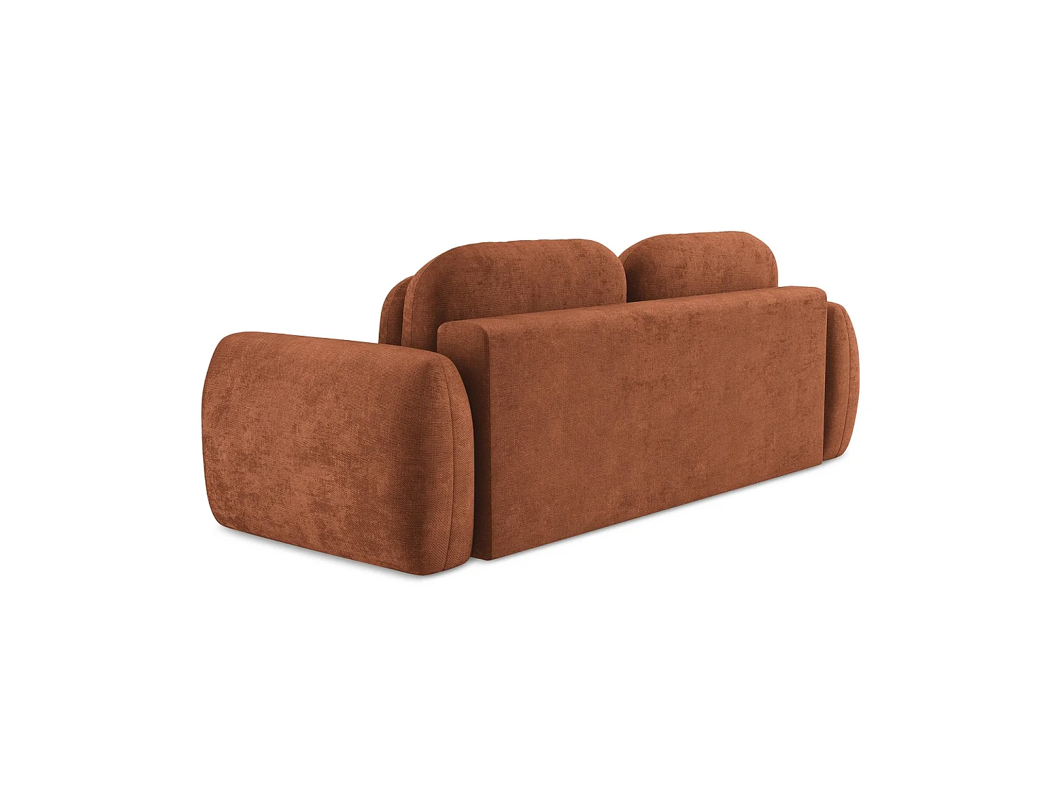 Canapé 3 places convertible en tissu chenille - terre cuite - GINOSA