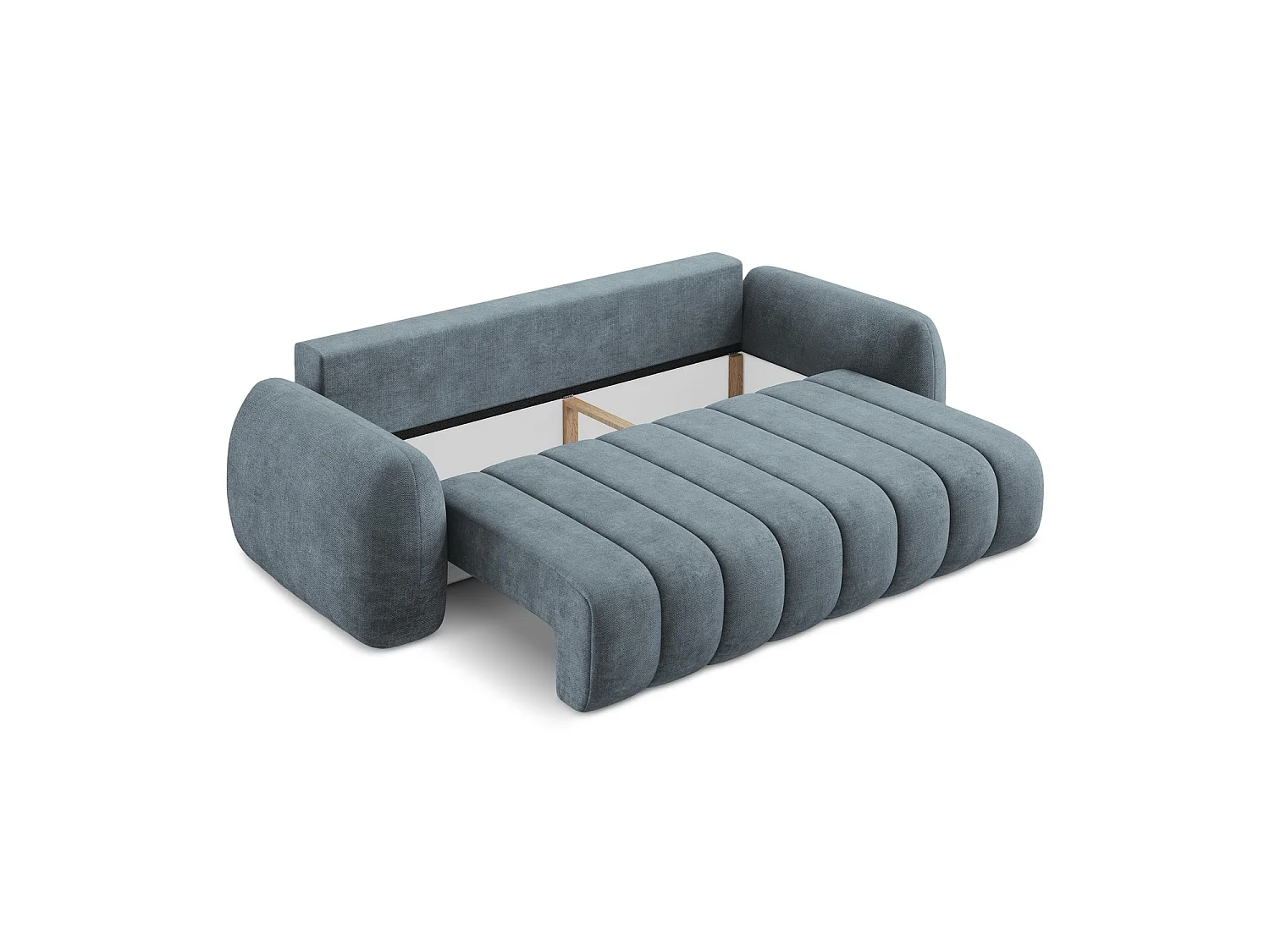 Canapé 3 places convertible en tissu chenille - jeans - GINOSA