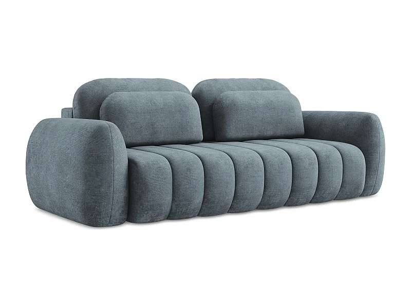 Canapé 3 places convertible en tissu chenille - jeans - PELE