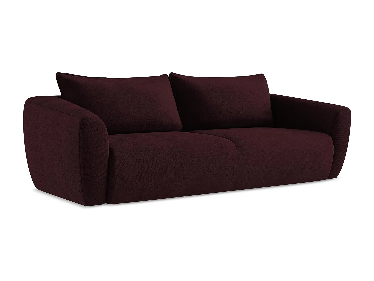 Canapé 3 places convertible en tissu texturé - bordeaux - GUAVA