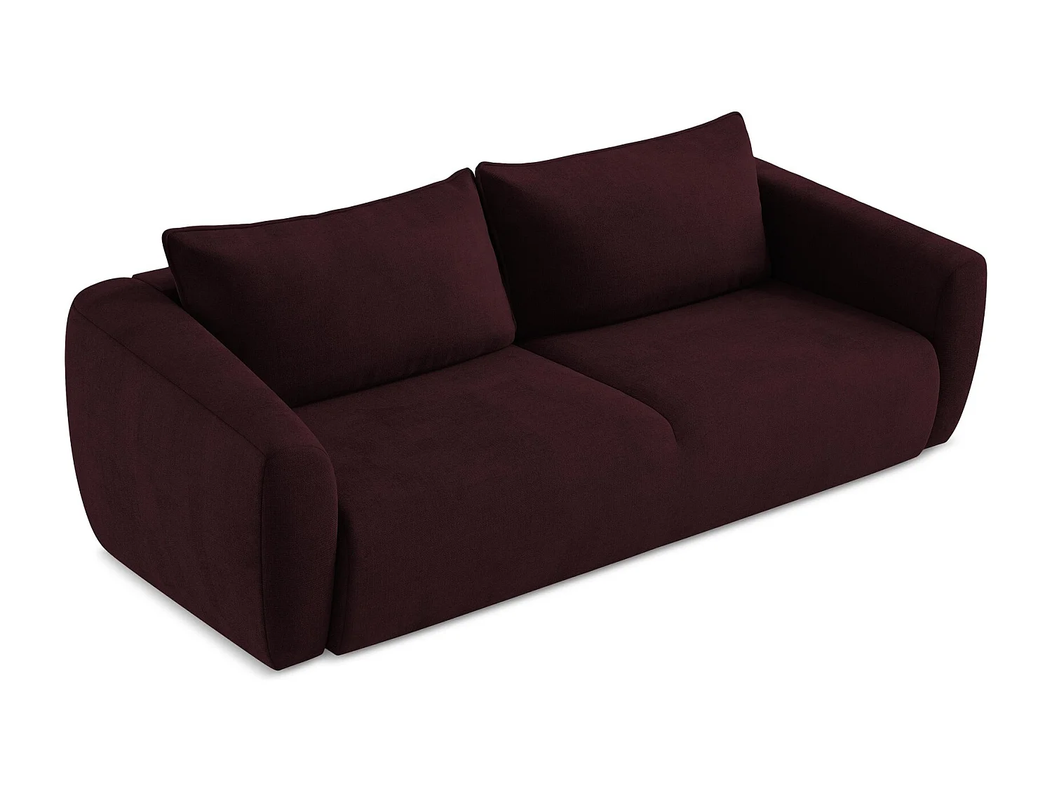 Canapé 3 places convertible en tissu texturé - bordeaux - GUAVA