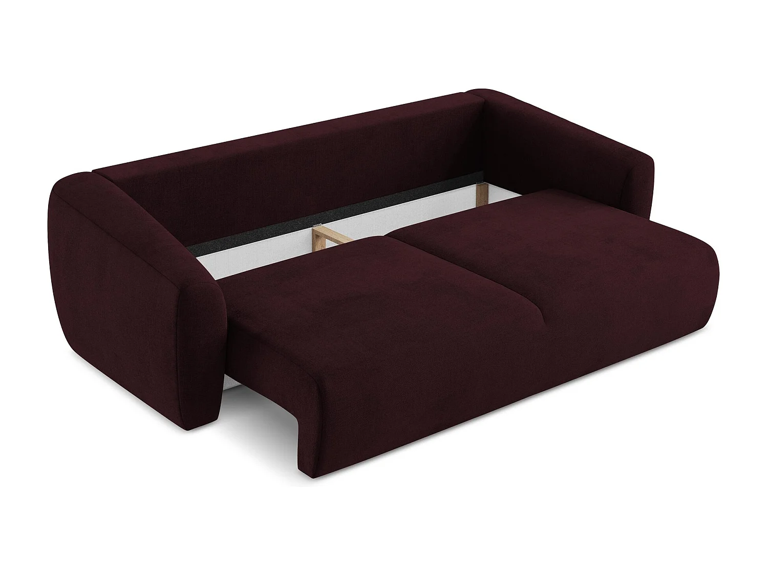 Canapé 3 places convertible en tissu texturé - bordeaux - GUAVA