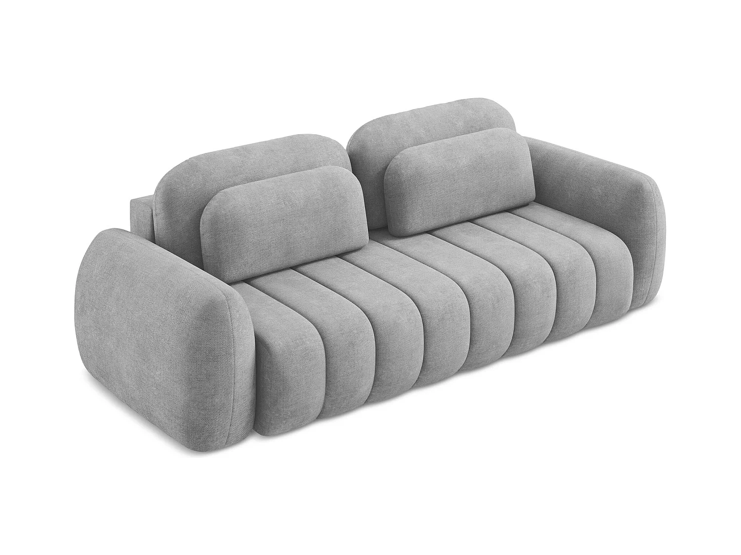 Canapé 3 places convertible en tissu chenille - gris clair - PELE