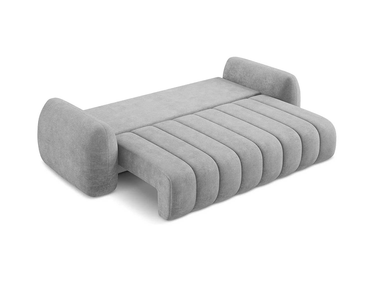 Canapé 3 places convertible en tissu chenille - gris clair - PELE