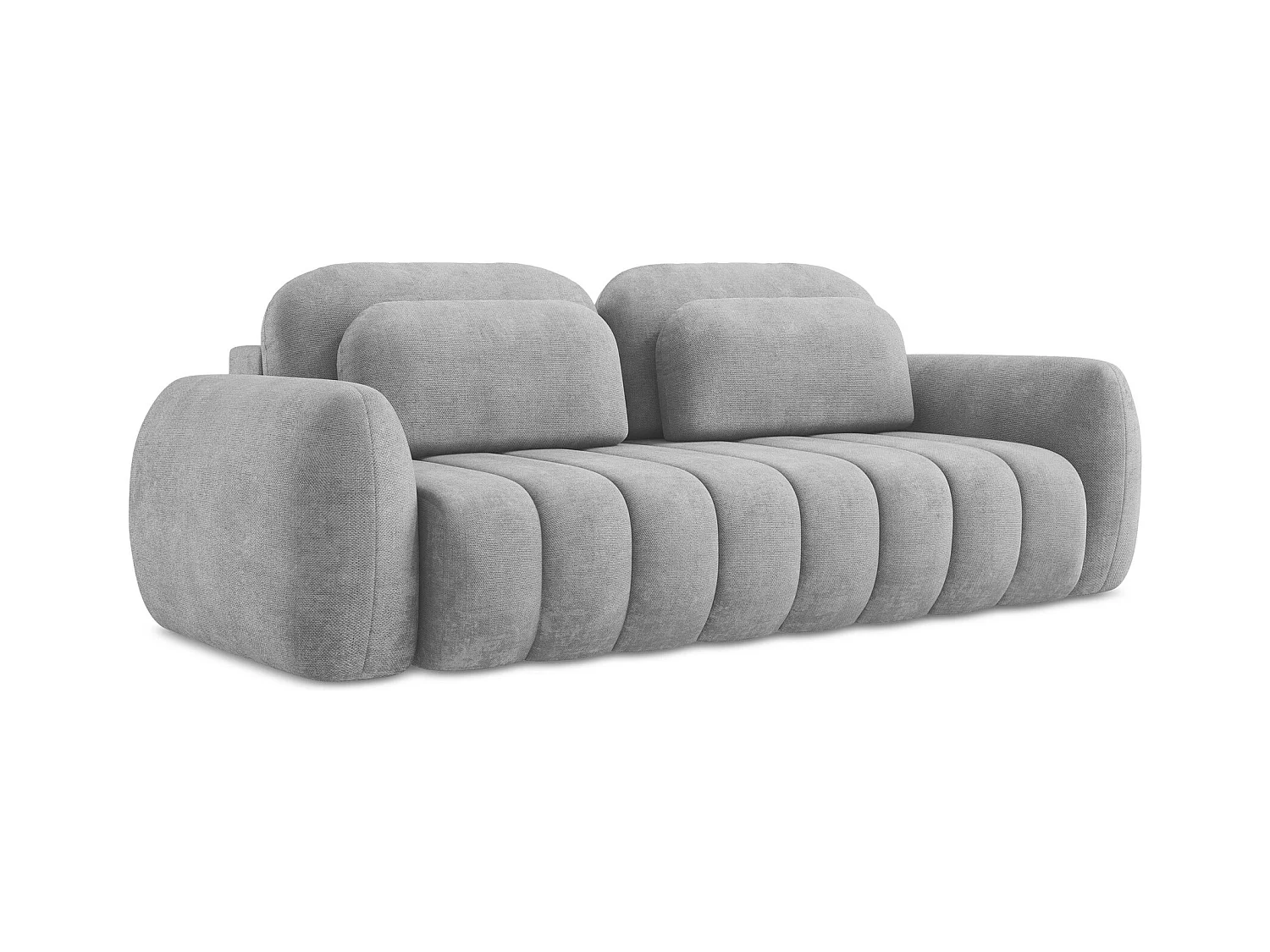Canapé 3 places convertible en tissu chenille - gris clair - PELE