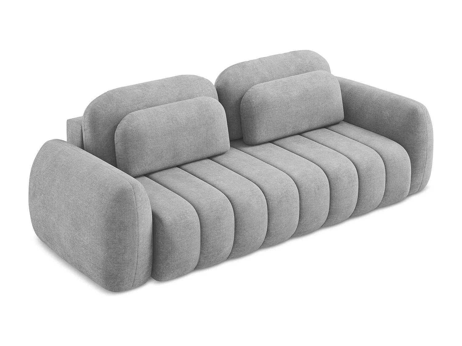 Canapé 3 places convertible en tissu chenille - gris clair - PELE