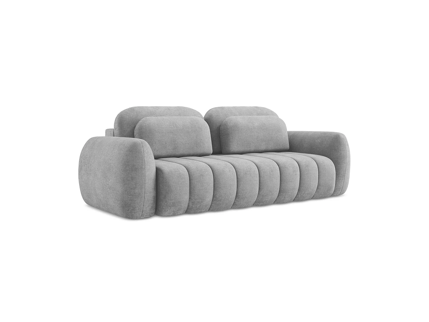Canapé 3 places convertible en tissu chenille - gris clair - GINOSA