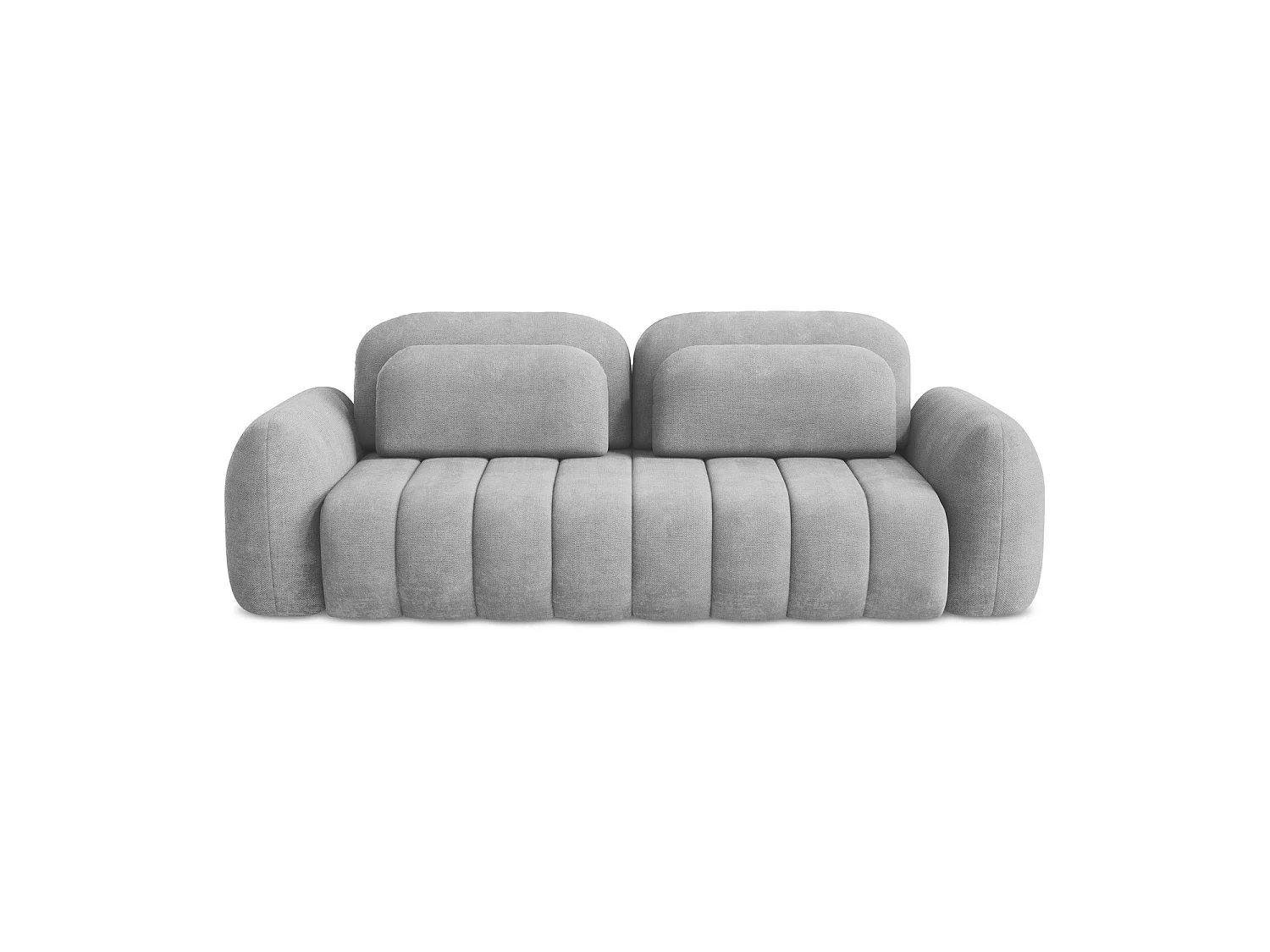 Canapé 3 places convertible en tissu chenille - gris clair - GINOSA