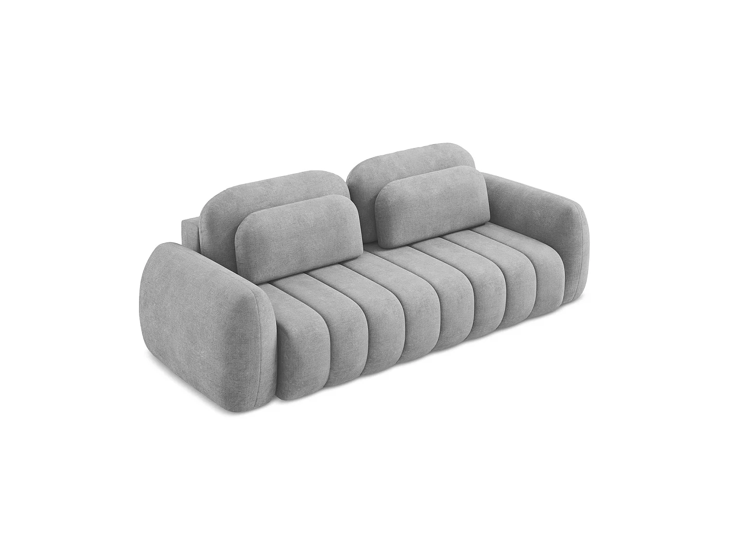 Canapé 3 places convertible en tissu chenille - gris clair - GINOSA