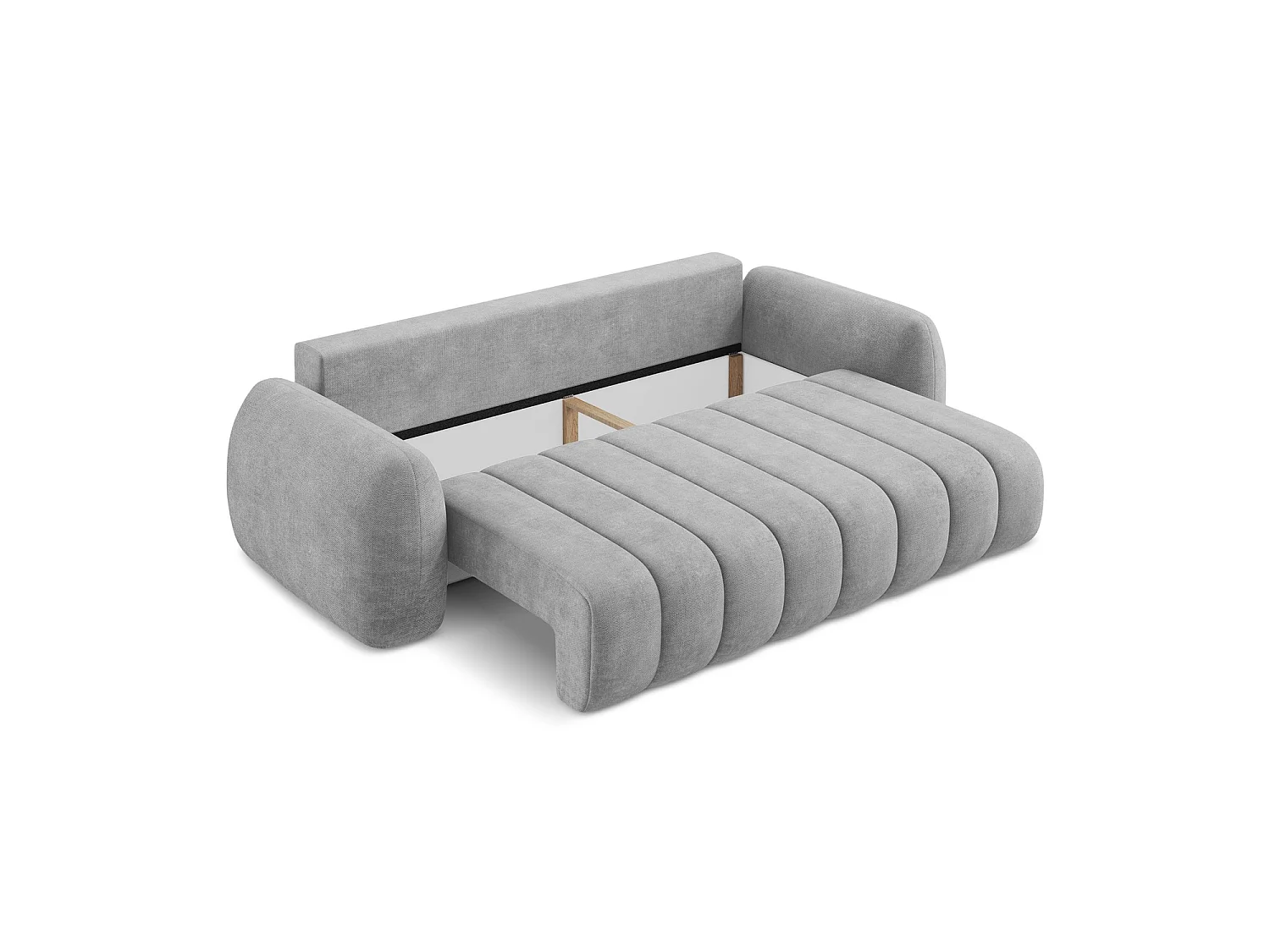 Canapé 3 places convertible en tissu chenille - gris clair - GINOSA