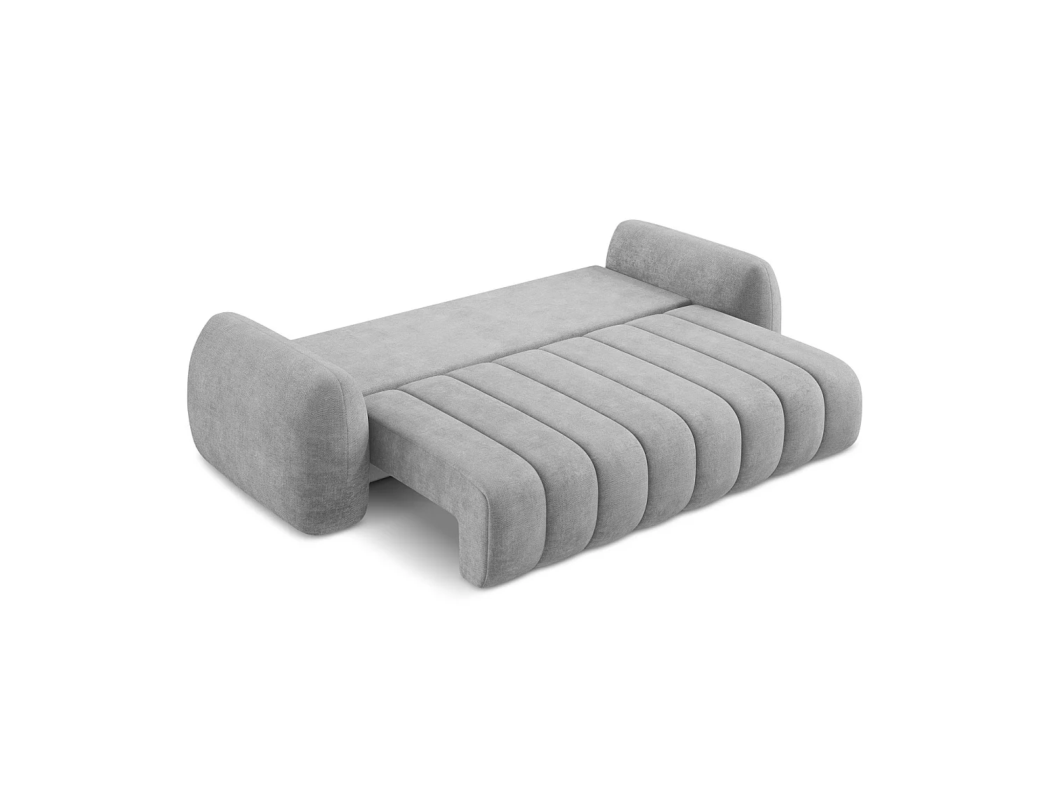 Canapé 3 places convertible en tissu chenille - gris clair - GINOSA