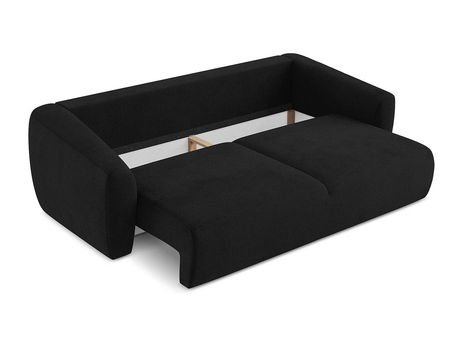 Canapé 3 places convertible en tissu texturé - noir - GUAVA