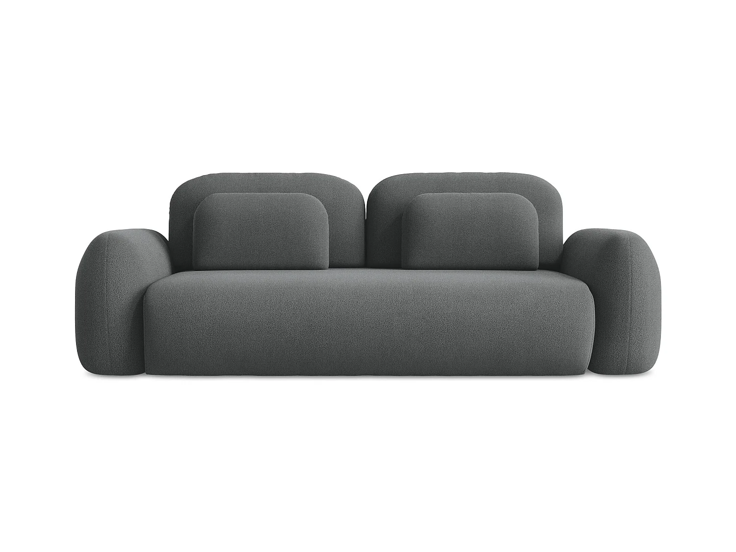 Canapé 3 places convertible en tissu bouclette - gris foncé - LOHI