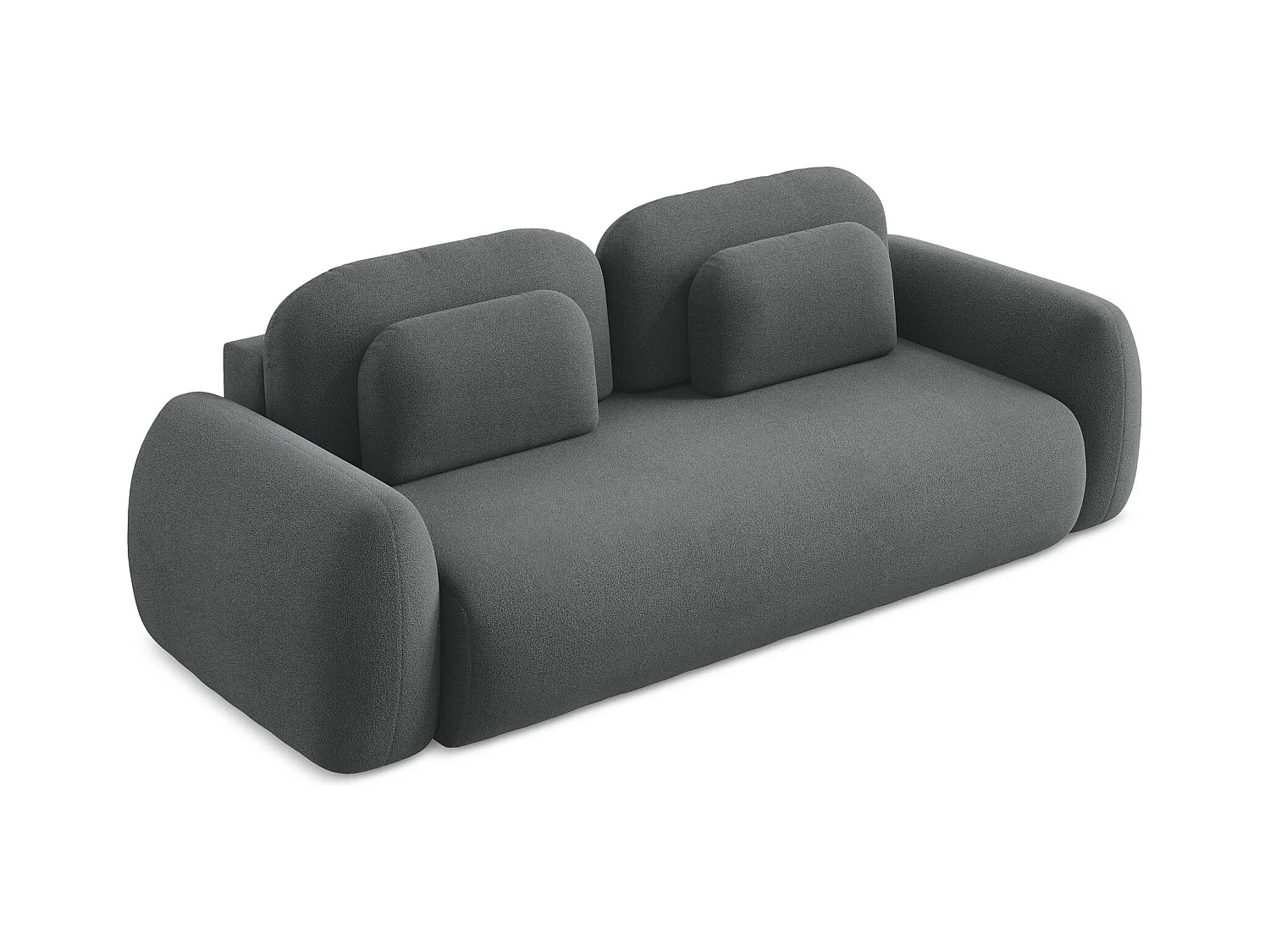 Canapé 3 places convertible en tissu bouclette - gris foncé - LOHI