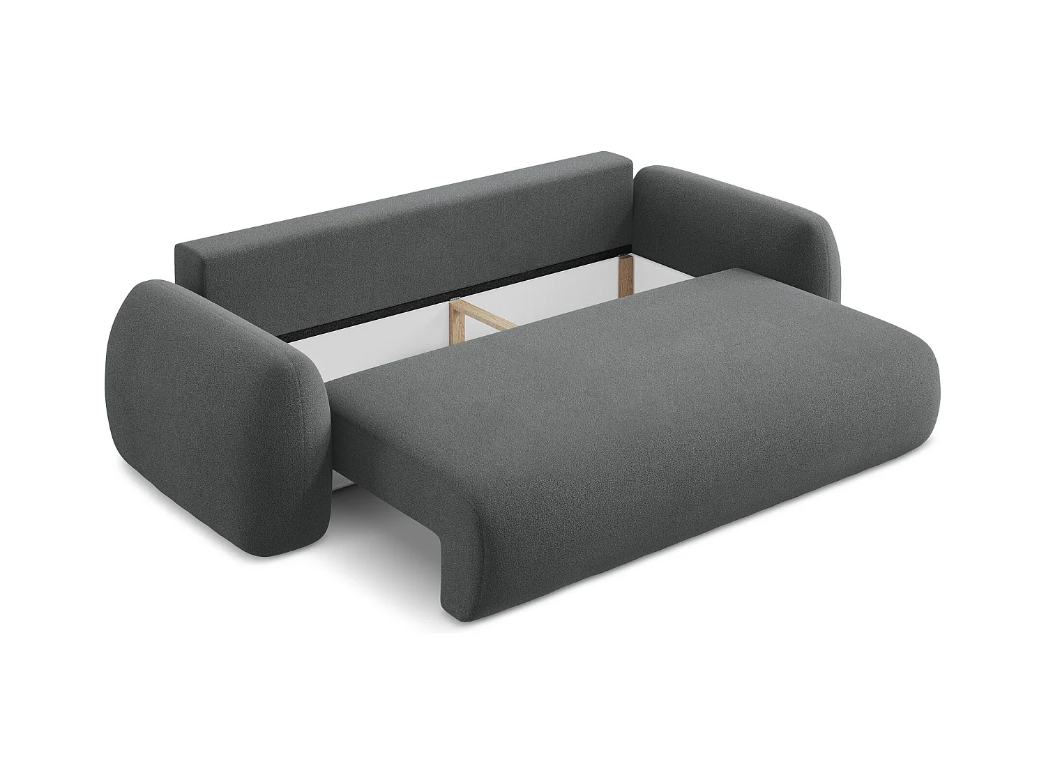 Canapé 3 places convertible en tissu bouclette - gris foncé - LOHI