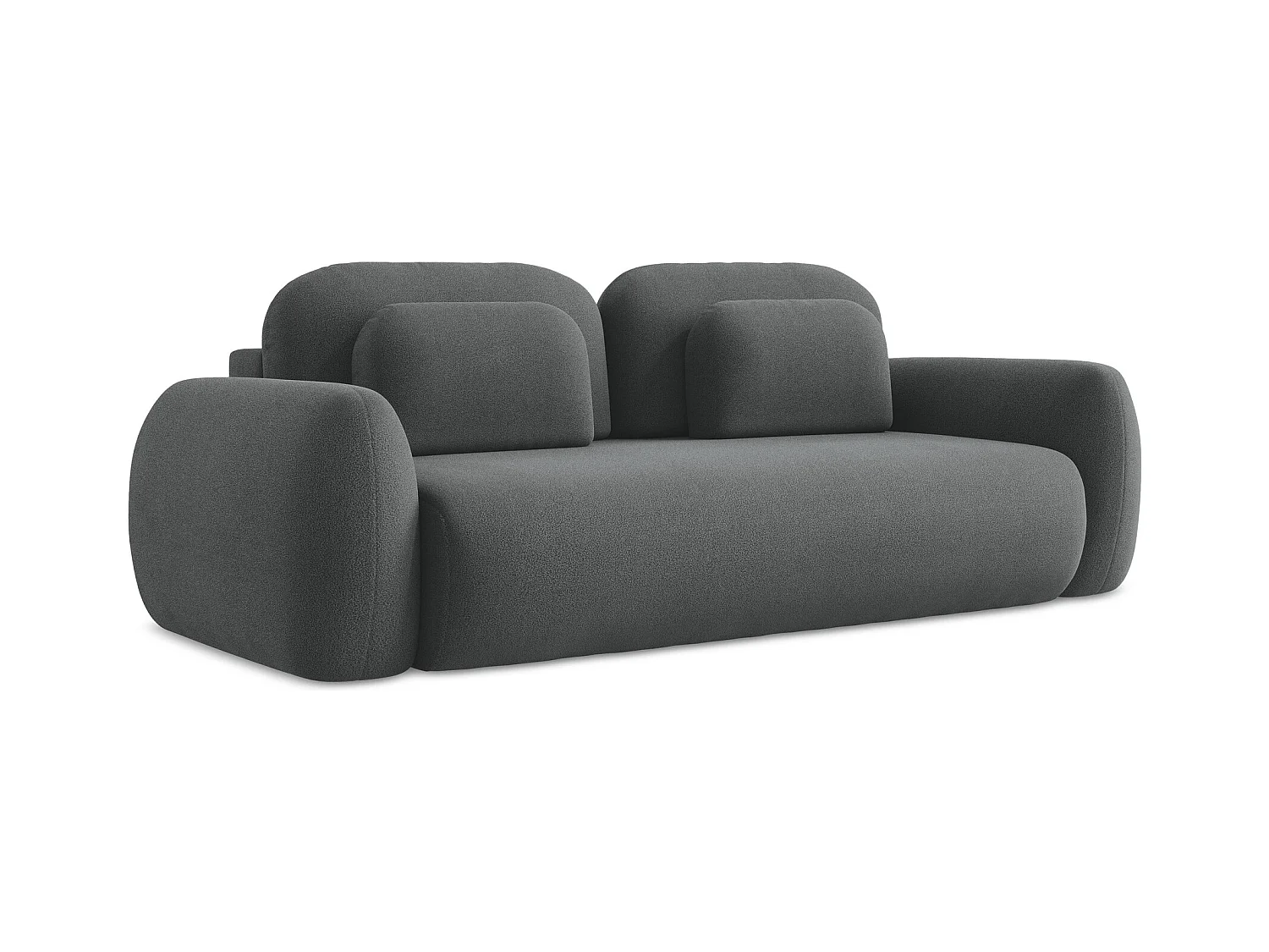 3-Sitzer Sofa mit Schlaffunktion - Bouclé - Dunkelgrau - LOHI