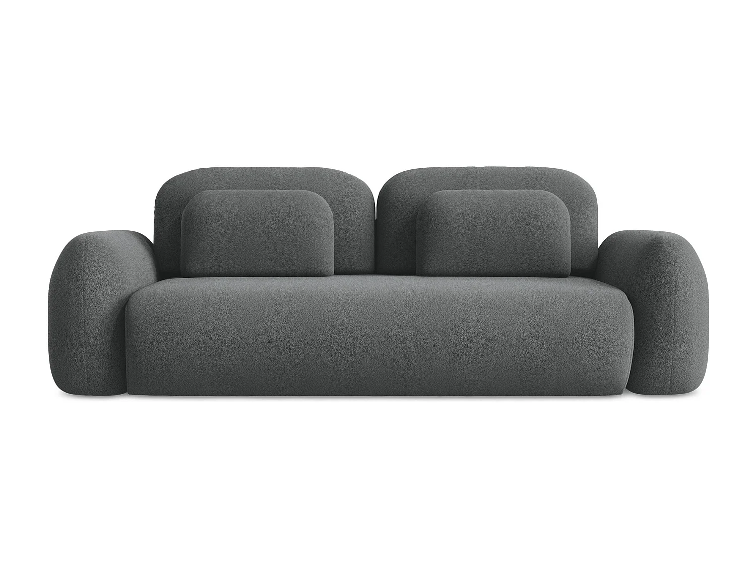 Canapé 3 places convertible en tissu bouclette - gris foncé - LOHI