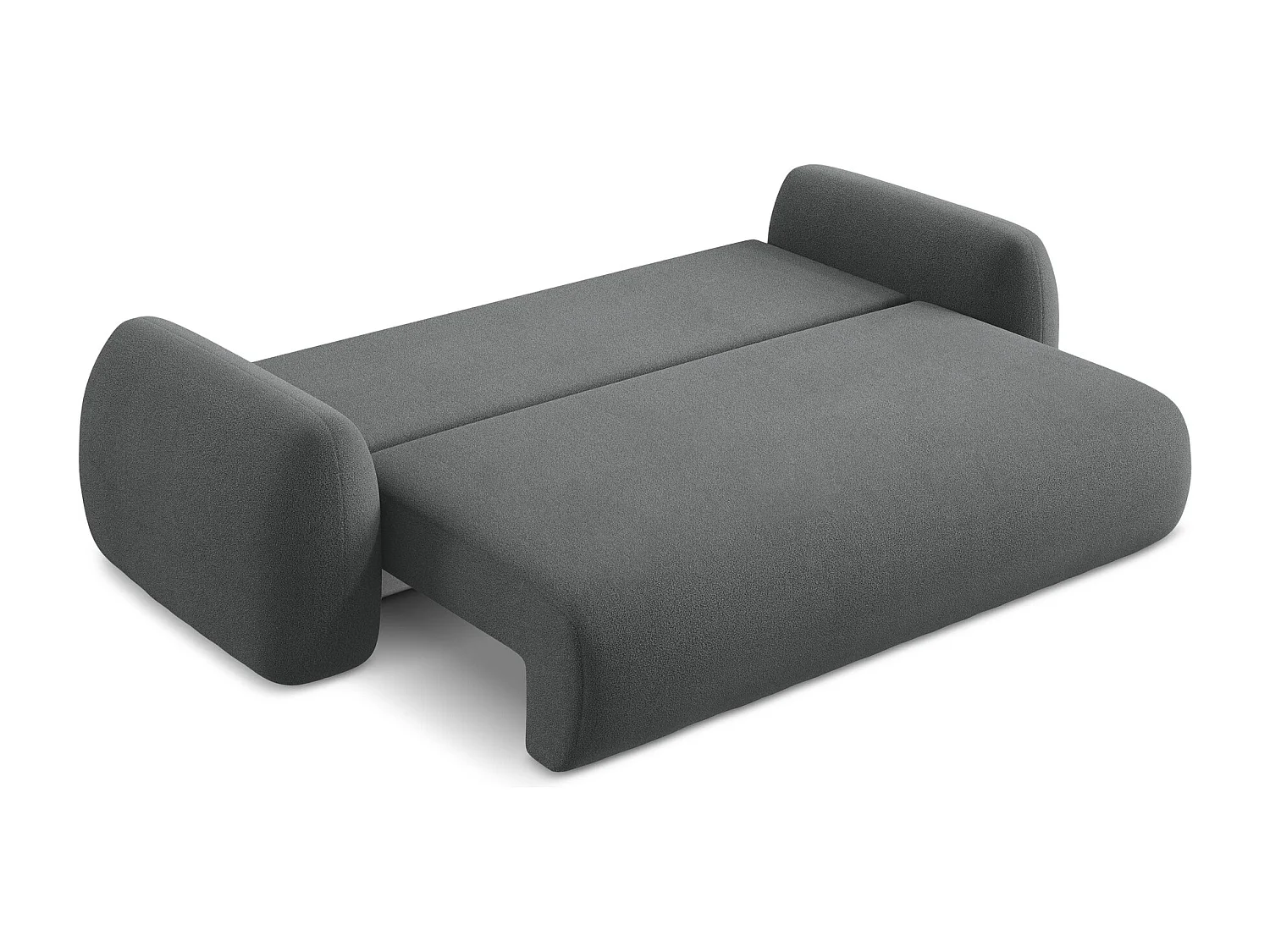 Canapé 3 places convertible en tissu bouclette - gris foncé - LOHI