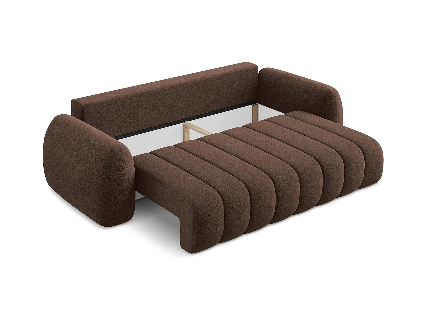 Canapé 3 places convertible en tissu bouclette - taupe - PELE