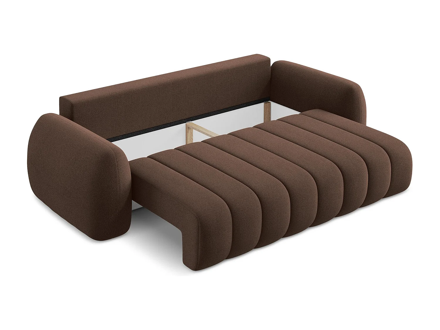 Canapé 3 places convertible en tissu bouclette - taupe - PELE