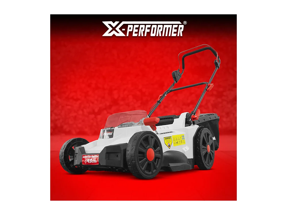 Tondeuse à gazon sans fil X-Performer 43 cm, 2 batteries 20V 4Ah, chargeur double, bac 55L