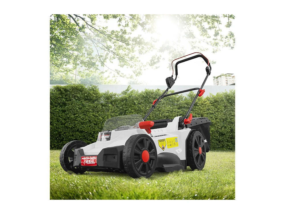 Tondeuse à gazon sans fil X-Performer 43 cm, 2 batteries 20V 4Ah, chargeur double, bac 55L