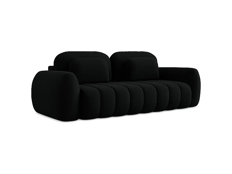 Canapé 3 places convertible en tissu bouclette - noir - PELE