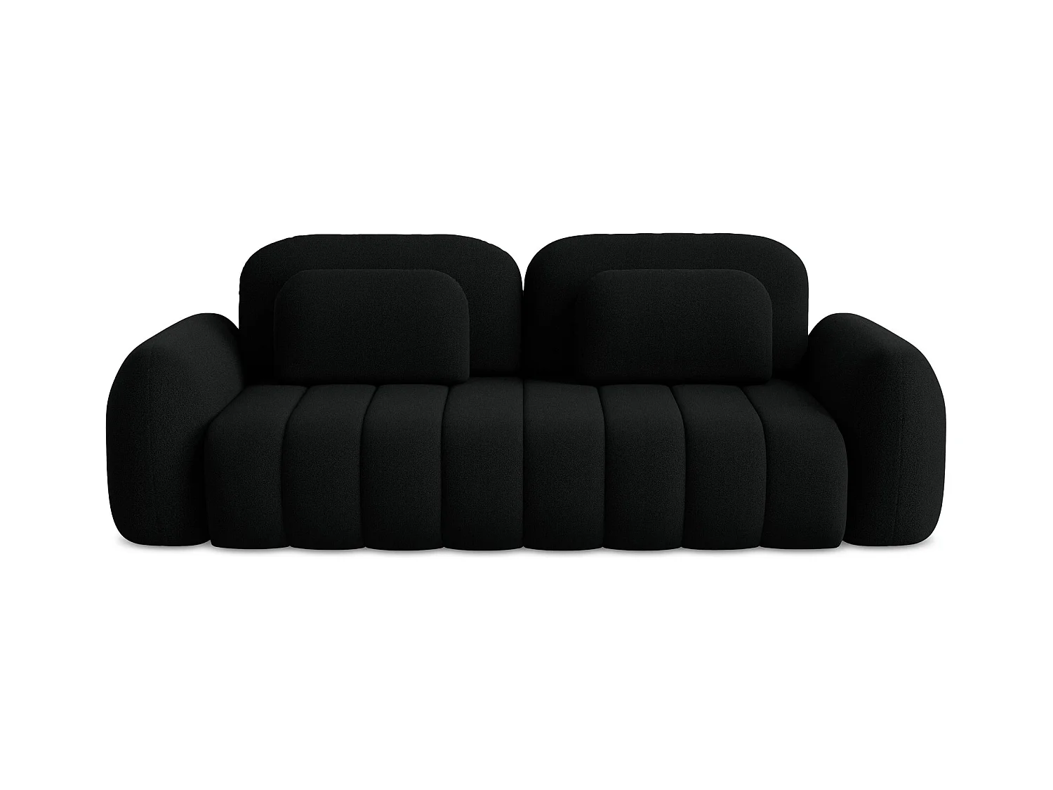 Canapé 3 places convertible en tissu bouclette - noir - PELE