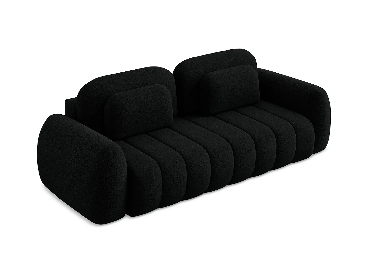 Canapé 3 places convertible en tissu bouclette - noir - PELE