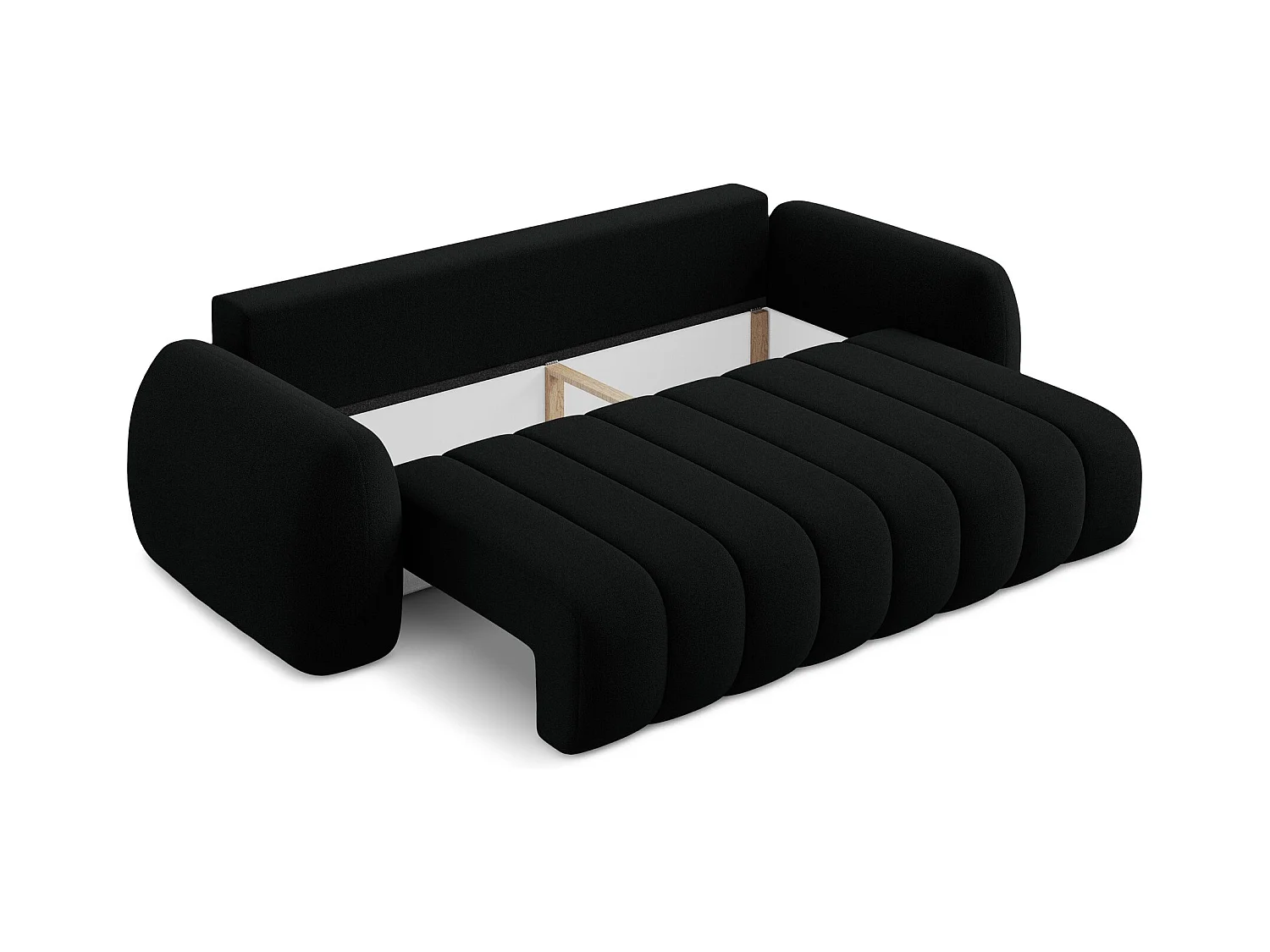 Canapé 3 places convertible en tissu bouclette - noir - PELE
