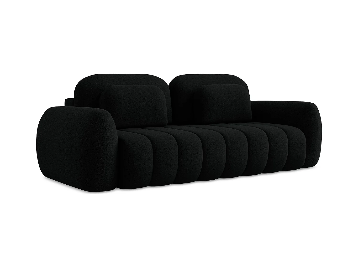 Canapé 3 places convertible en tissu bouclette - noir - PELE