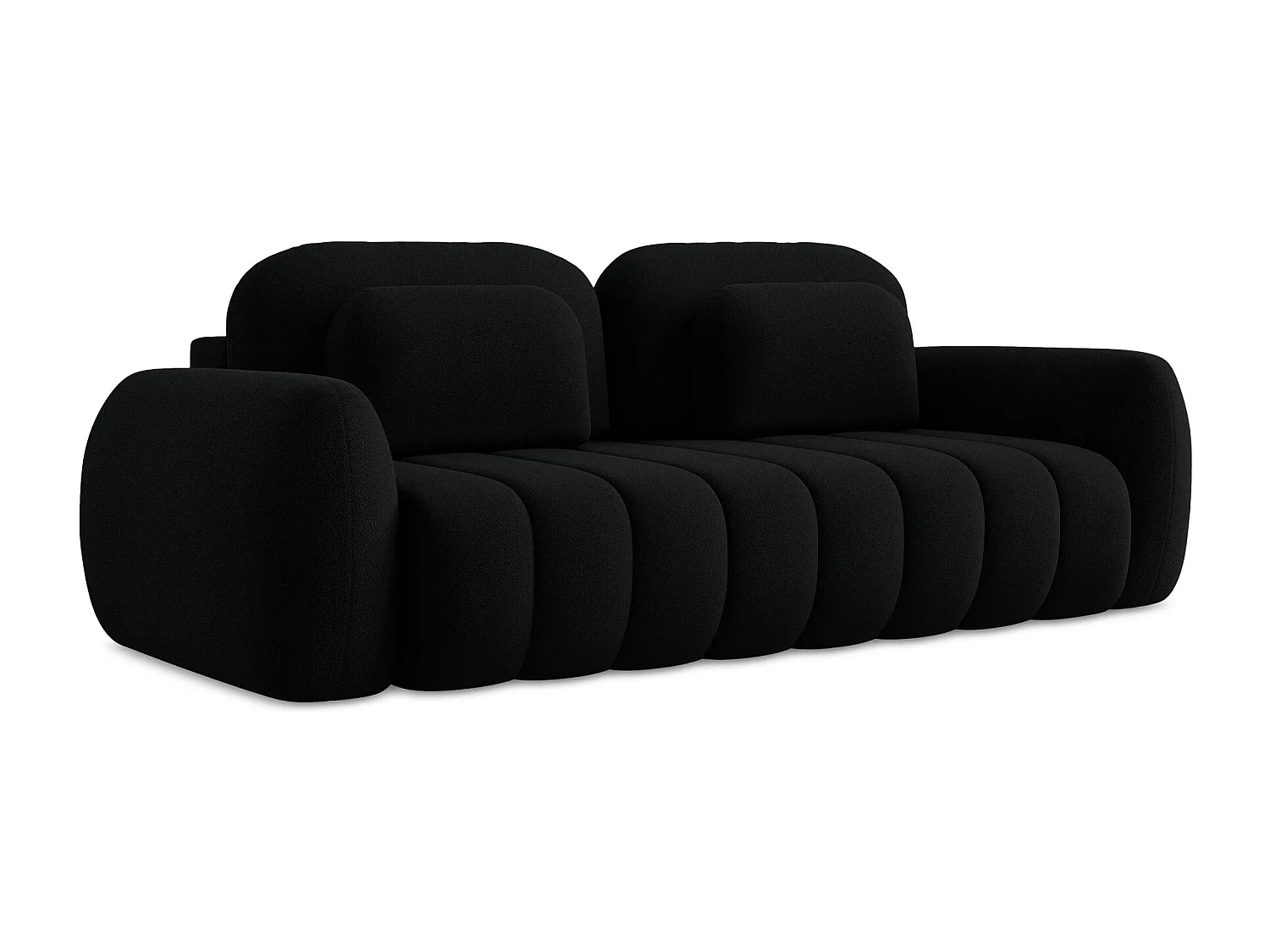Canapé 3 places convertible en tissu bouclette - noir - PELE