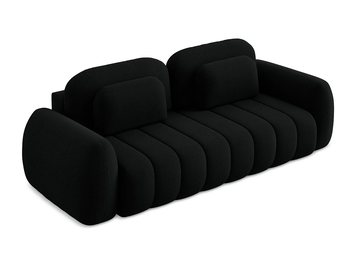Canapé 3 places convertible en tissu bouclette - noir - PELE