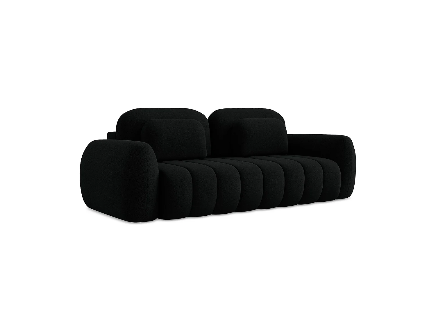 Canapé 3 places convertible en tissu bouclette - noir - GINOSA