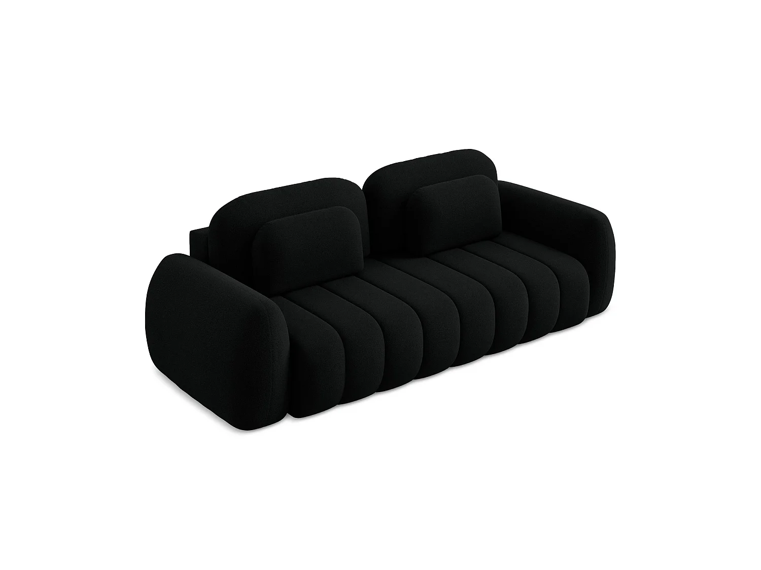 Canapé 3 places convertible en tissu bouclette - noir - GINOSA