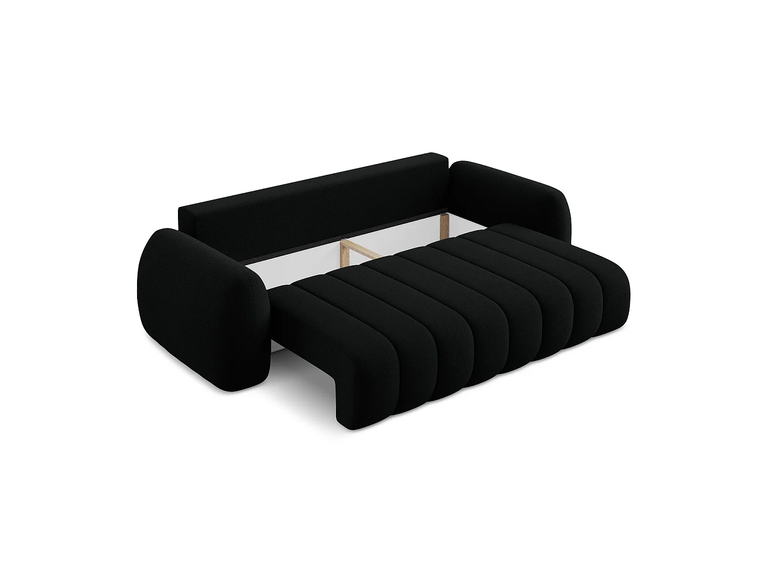 Canapé 3 places convertible en tissu bouclette - noir - GINOSA