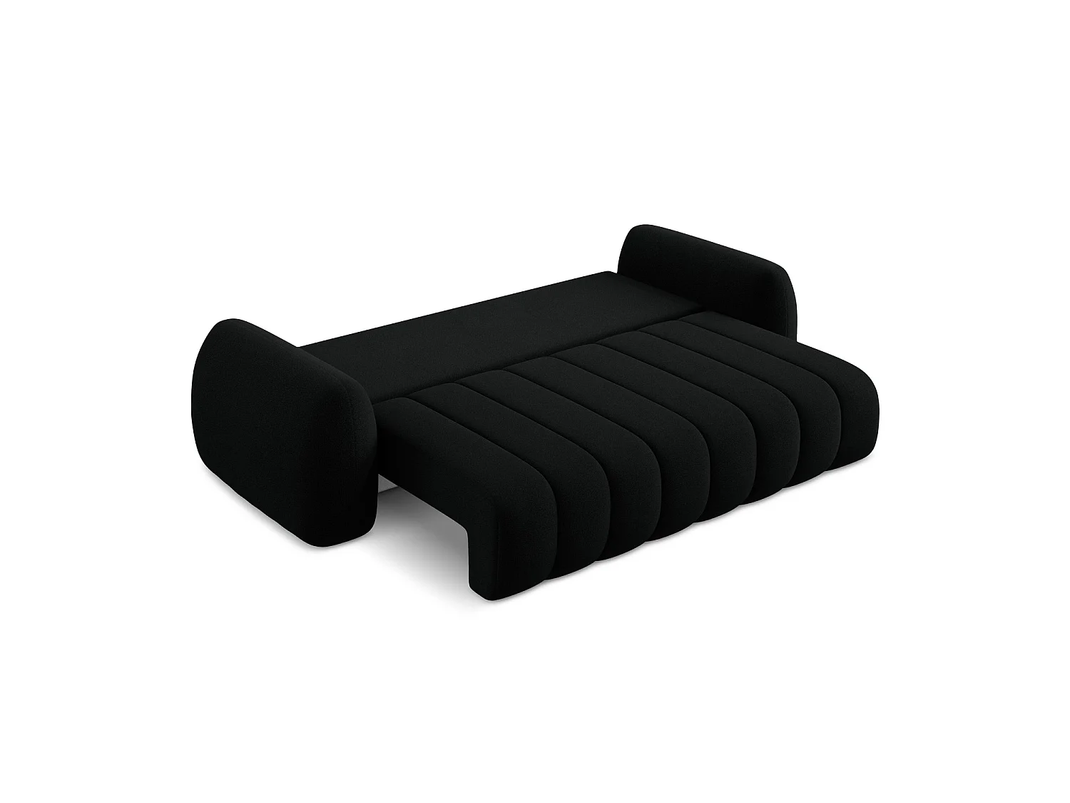 Canapé 3 places convertible en tissu bouclette - noir - GINOSA