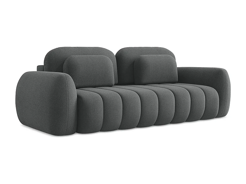 Canapé 3 places convertible en tissu bouclette - gris foncé - PELE